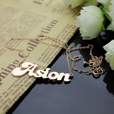 personalized 18ct Rose Gold Plated BANANA Font Style Name Necklace - Name My Jewelry ™