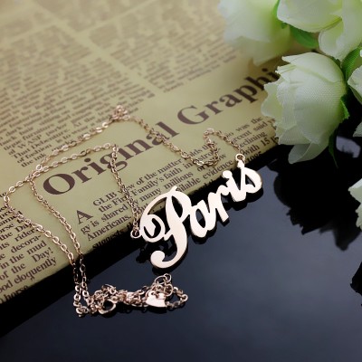 Paris Hilton Style Name Necklace 18ct Solid Rose Gold Plated - Name My Jewelry ™