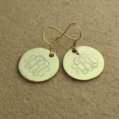 Solid 18ct Gold Circle Signet Monogram Earring - Name My Jewelry ™