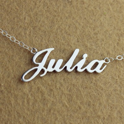 Solid 18ct White Gold Plated Julia Style Name Necklace - Name My Jewelry ™