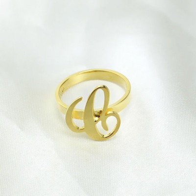 personalized Carrie Initial Letter Ring 18ct Gold Plated - Name My Jewelry ™