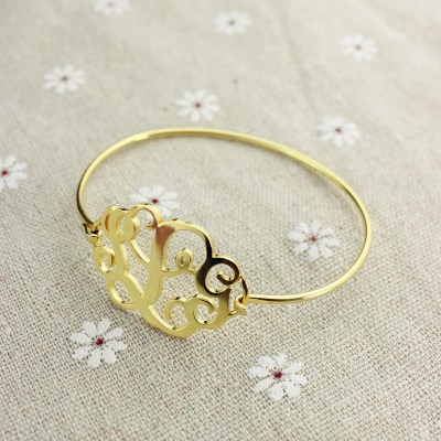 18ct Gold Plated Monogram Initial Bracelet 1.25 Inch - Name My Jewelry ™