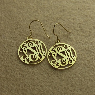 18ct Gold Plated personalized Circle Monogram Earring - Name My Jewelry ™