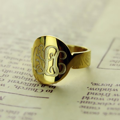Solid Gold Engraved Monogram Itnitial Ring - Name My Jewelry ™