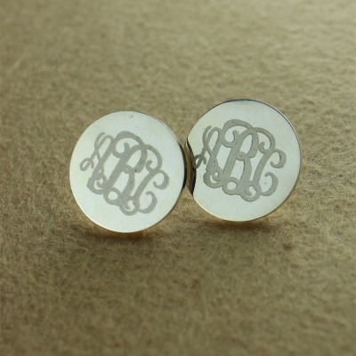 Circle Monogram 3 Initial Earrings Name Earrings Solid 18ct White Gold - Name My Jewelry ™