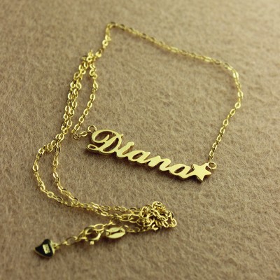 18ct Gold Plated Carrie Style Name Necklace With Star - Name My Jewelry ™