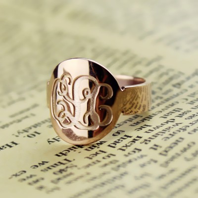 Solid Rose Gold Engraved Monogram Itnitial Ring - Name My Jewelry ™