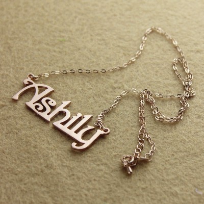 Solid Rose Gold Harrington Font Name Necklace - Name My Jewelry ™