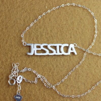 Solid White Gold Plated Jessica Style Name Necklace - Name My Jewelry ™