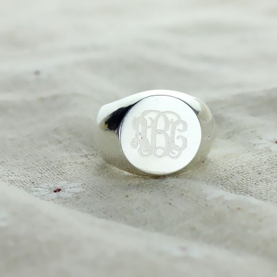 Signet Ring Sterling Silver Engraved Monogram - Name My Jewelry ™