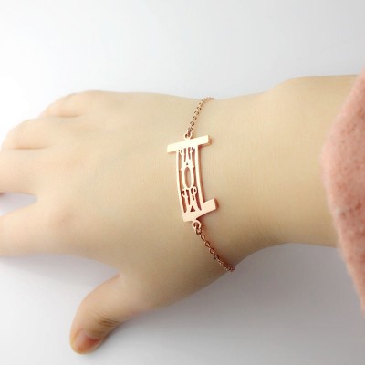 Personal Rose Gold Plated 925 Silver 3 Initials Monogram Bracelet/Anklet - Name My Jewelry ™