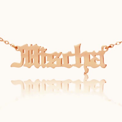 Mischa Barton Style Old English Font Name Necklace 18ct Rose Gold Plated - Name My Jewelry ™