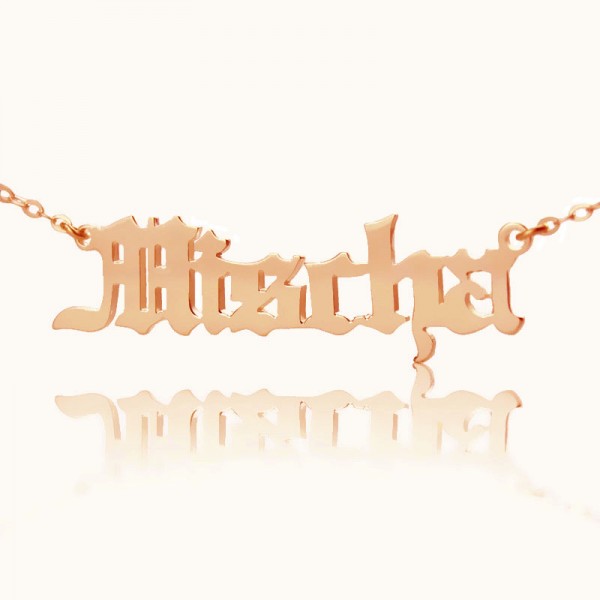 Mischa Barton Style Old English Font Name Necklace 18ct Rose Gold Plated - Name My Jewelry ™