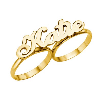 Two Finger Name Ring in Solid 18ct Gold - Name My Jewelry ™