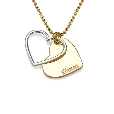 personalized Two Tone Heart Necklace for Couples - Name My Jewelry ™
