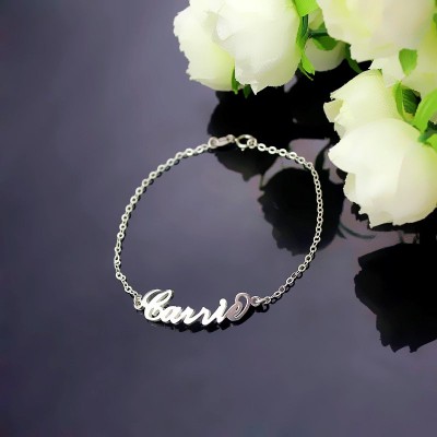 personalized Sterling Silver Carrie Name Bracelet - Name My Jewelry ™
