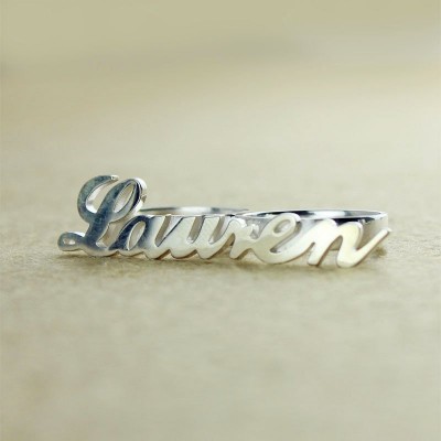 personalized Allegro Two Finger Name Ring Sterling Silver - Name My Jewelry ™