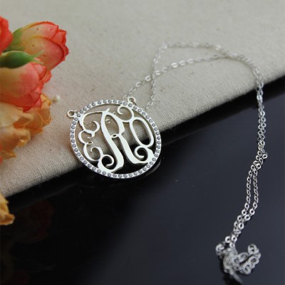 Birthstone Circle Monogram Necklace Sterling Silver  - Name My Jewelry ™