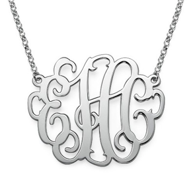2 Inch Silver Large Monogrammed Necklace - Name My Jewelry ™