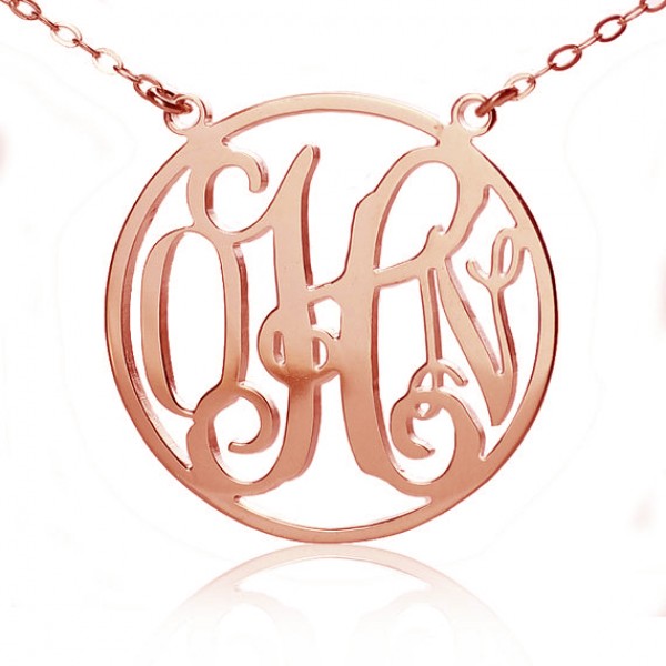 Circle 18ct Solid Rose Gold Initial Monogram Name Necklace - Name My Jewelry ™