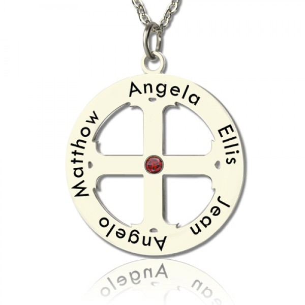 Family Circle Cross Name Necklace Silver - Name My Jewelry ™