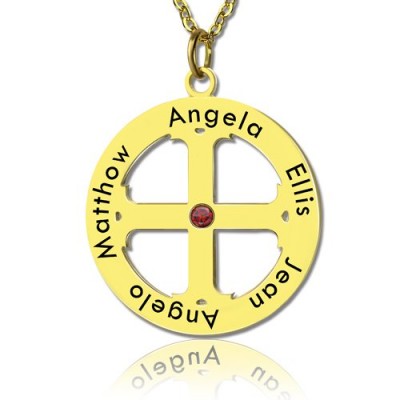 Cross Name Necklace with Circle Frame 18ct Gold Plated 925 Silver - Name My Jewelry ™