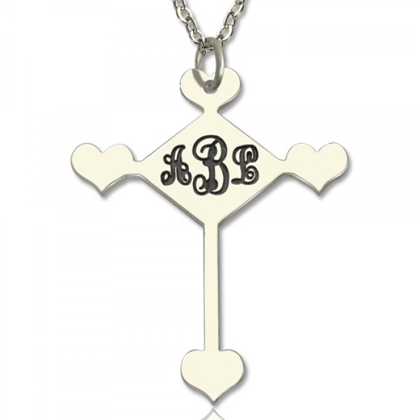 Sterling Silver Cross Monogram Necklace - Name My Jewelry ™