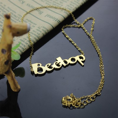 Solid Gold 18ct personalized Beetle font Letter Name Necklace - Name My Jewelry ™