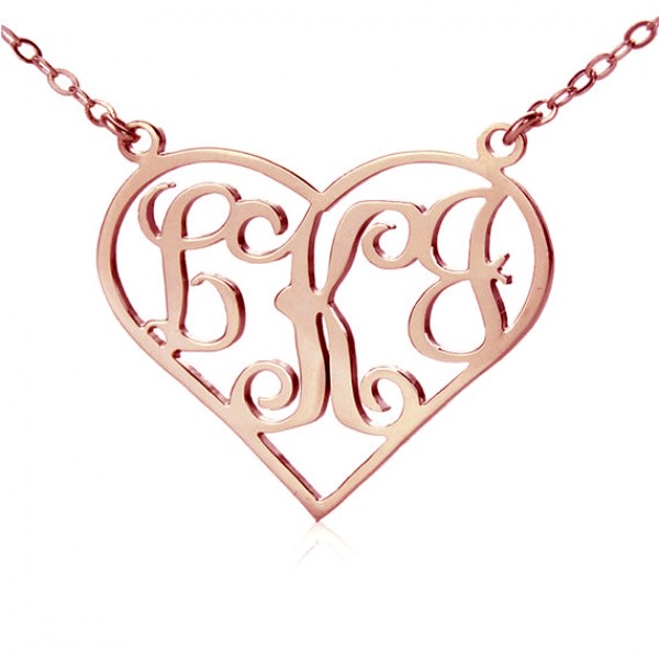 18ct Rose Gold Plated Initial Monogram personalized Heart Necklace - Name My Jewelry ™