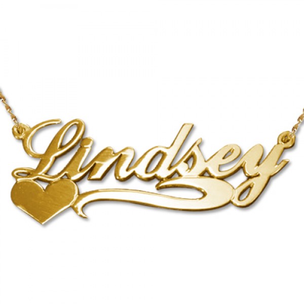 Side Heart 18ct Gold Name Necklace - Name My Jewelry ™