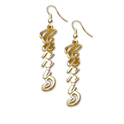 18ct Gold Plated Silver "Carrie" Name Earrings - Name My Jewelry ™