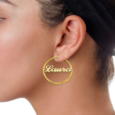 18ct Gold Plated Silver Hoop Name Earrings - Name My Jewelry ™