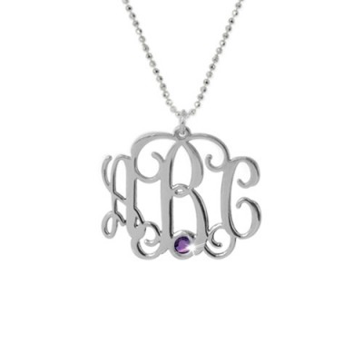 Sterling Silver Monogram Necklace with Swarovski - Name My Jewelry ™