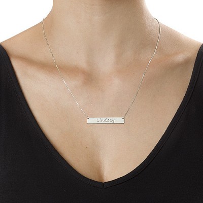 Sterling Silver Bar Nameplate Necklace - Name My Jewelry ™
