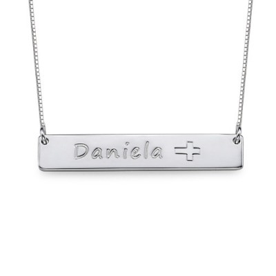 Silver Bar Necklace with Icons - Name My Jewelry ™