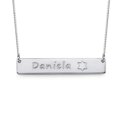 Silver Bar Necklace with Icons - Name My Jewelry ™
