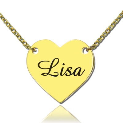Stamped Heart Love Necklaces with Name 18ct Gold Plated - Name My Jewelry ™