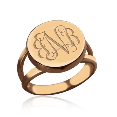 Rose Gold Circle Signet Monogram Ring - Name My Jewelry ™