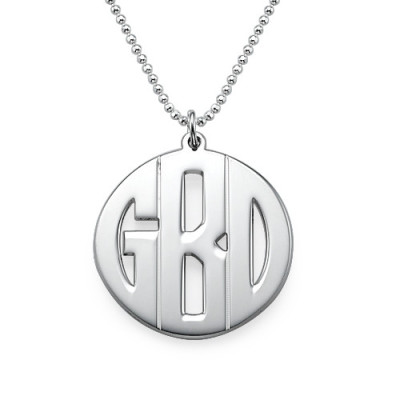 personalized Silver Print Monogram Necklace - Name My Jewelry ™