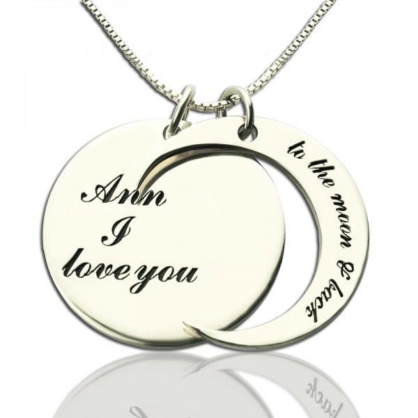personalized I Love You to the Moon and Back Love Necklace Sterling Silver - Name My Jewelry ™
