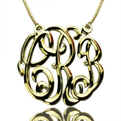 Celebrity Cube Premium Monogram Necklace Gifts 18ct Gold Plated - Name My Jewelry ™