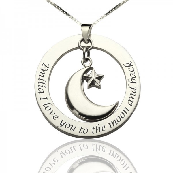 I Love You To The Moon and Back Moon  Start Charm Pendant - Name My Jewelry ™