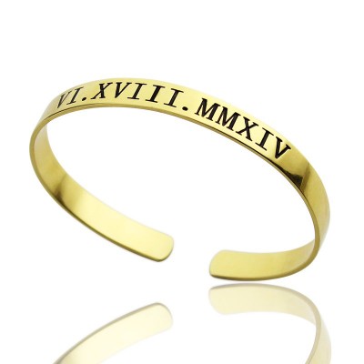 personalized Roman Numeral Bracelet 18ct Gold Plated - Name My Jewelry ™