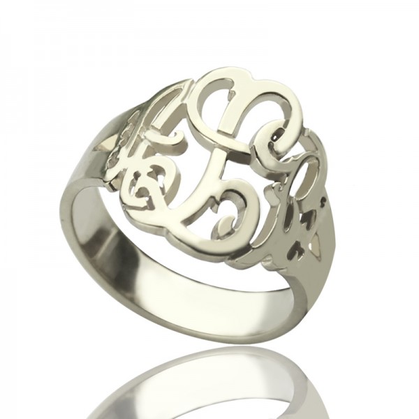 personalized Hand Drawing Monogrammed Ring Silver - Name My Jewelry ™