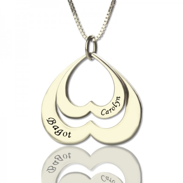 Double Heart Pendant With Names For Her Sterling Silver - Name My Jewelry ™