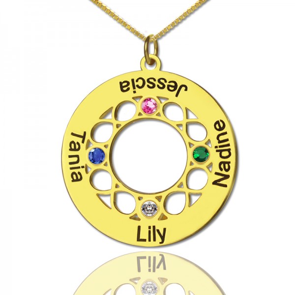 Infinity Birthstone Family Names Necklace In 18ct Gold Plated  - Name My Jewelry ™