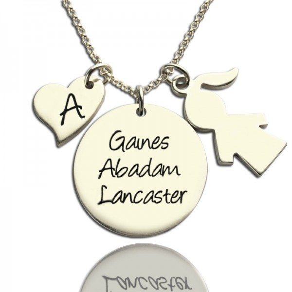 Mother Necklace Gift With Kids Name Charm Sterling Silver - Name My Jewelry ™
