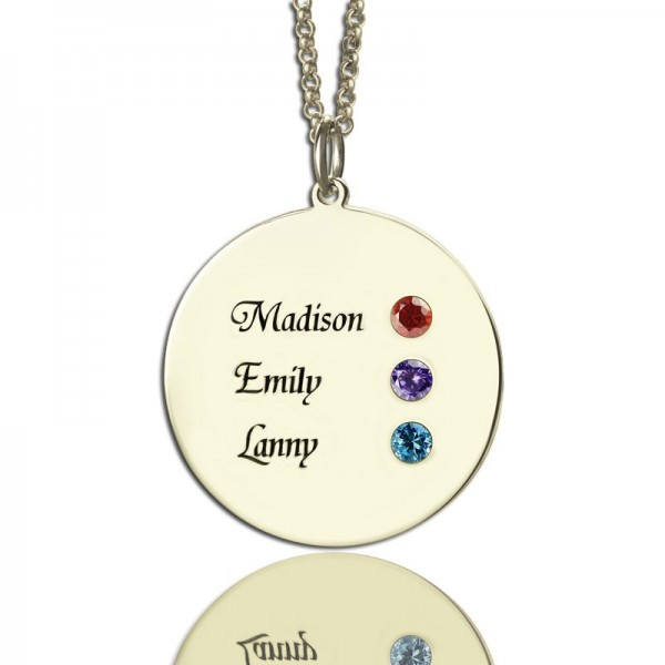 Grandma's Disc Birthstone Necklace  - Name My Jewelry ™