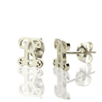 personalized Single Monogram Stud Earrings Sterling Silver - Name My Jewelry ™