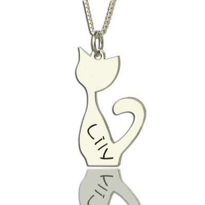 personalized Cat Name Charm Necklace in Silver - Name My Jewelry ™